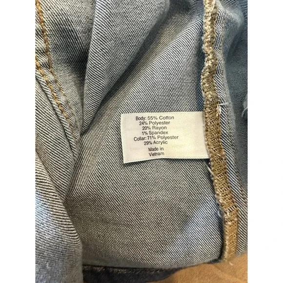 Lane Bryant Midi Denim Jacket Medium Wash Sherpa Women's Plus Size 26/28 H14229 - Picture 9 of 13